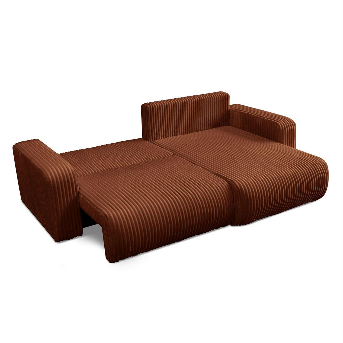 Ecksofa MOVE mit Schlaffunktion und Bettkasten, Tilia 52 - Cognac, Textil (247/143cm) - Lookway