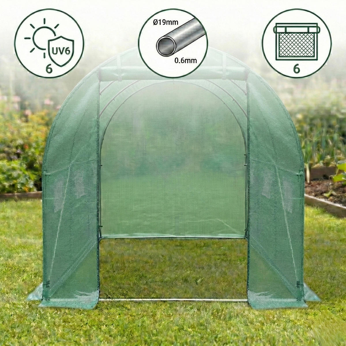 FOLIENTUNNEL Kardo 2 x 3 m - Grün, Kunststoff (200/200/300cm) - EDENIA