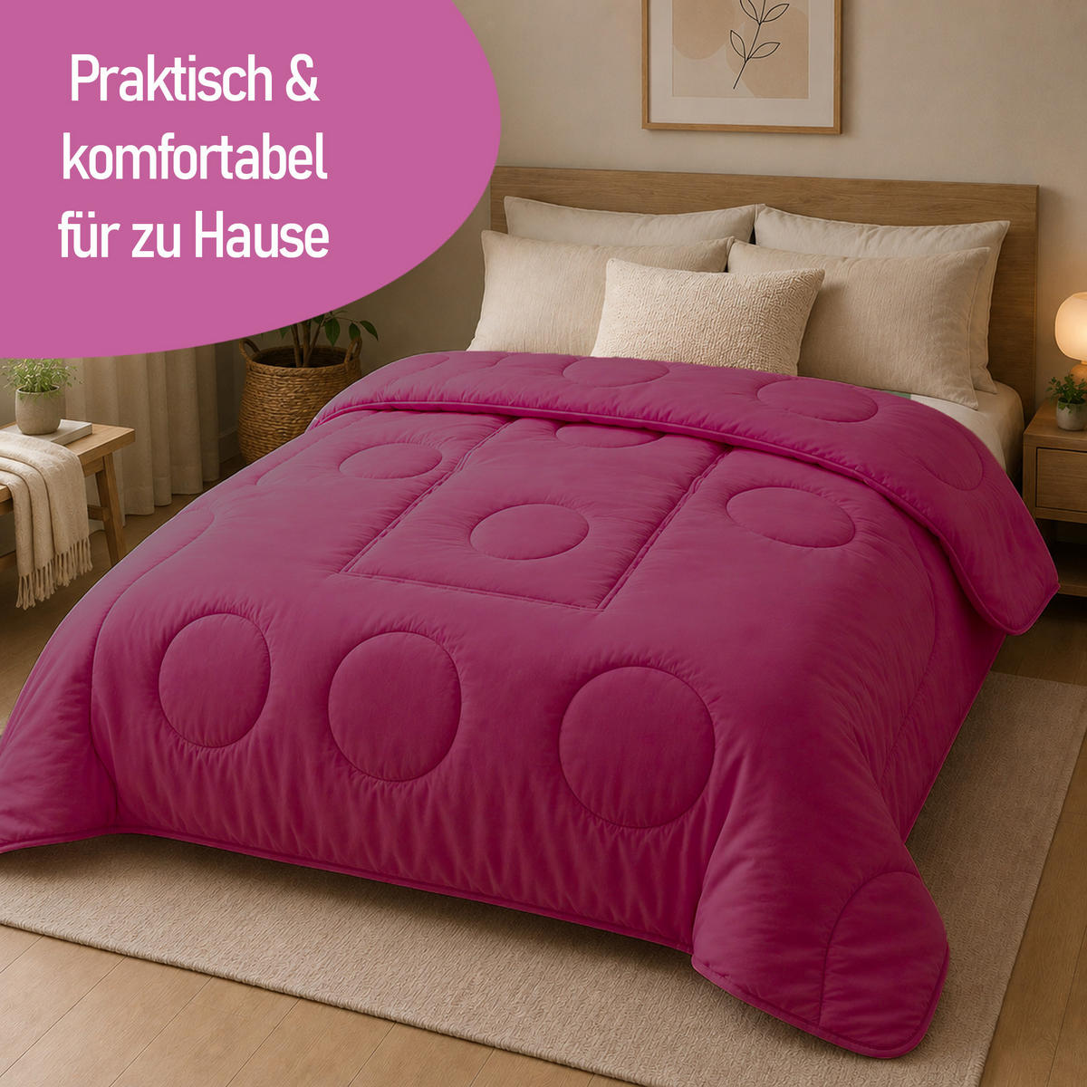VERWANDLUNGSDECKE 2in1 Fuchsia - Beere, Textil (135/200cm) - Bestlivings