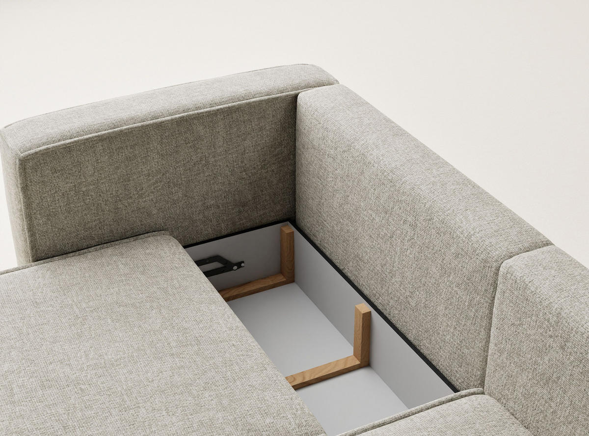 ECKSOFA MIT SCHLAFFUNKTION Velto Beige Chenille-Stoff - Beige/Schwarz, Holz/Holzwerkstoff (250/152cm) - Maison de Reve