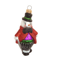 CHRISTBAUMSCHMUCK Schneeman mit Zylinder Mehrfarbig 11cm (Glas / 1 Stk.) - Multicolor, Glas (5/11/5cm) - Krebs Glas Lauscha