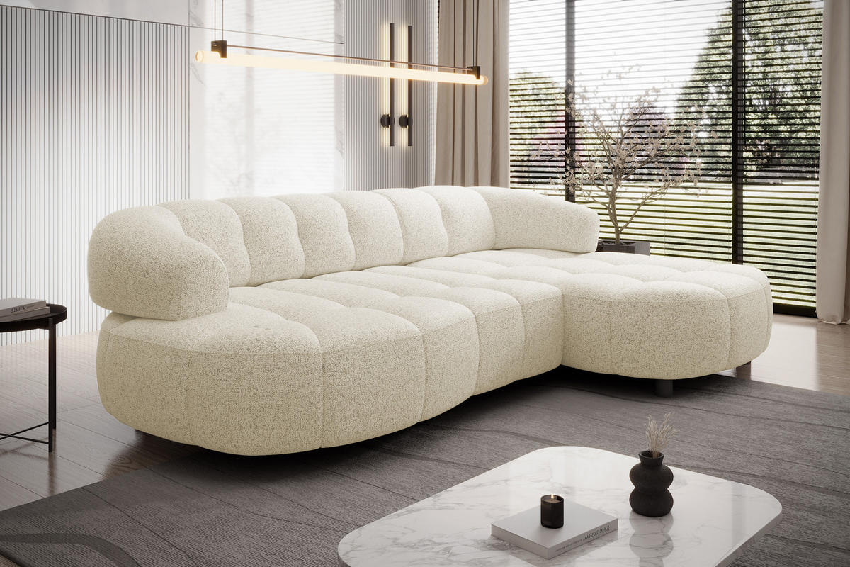 ECKSOFA Wesper S – Eckcouch mit Elektrischer Sitzverstellung, L-förmig, Freistehend, Relaxfunktion, 183x284x79 cm – Rechte, Beige - Beige, Holz/Textil (284/113cm) - DomoHome