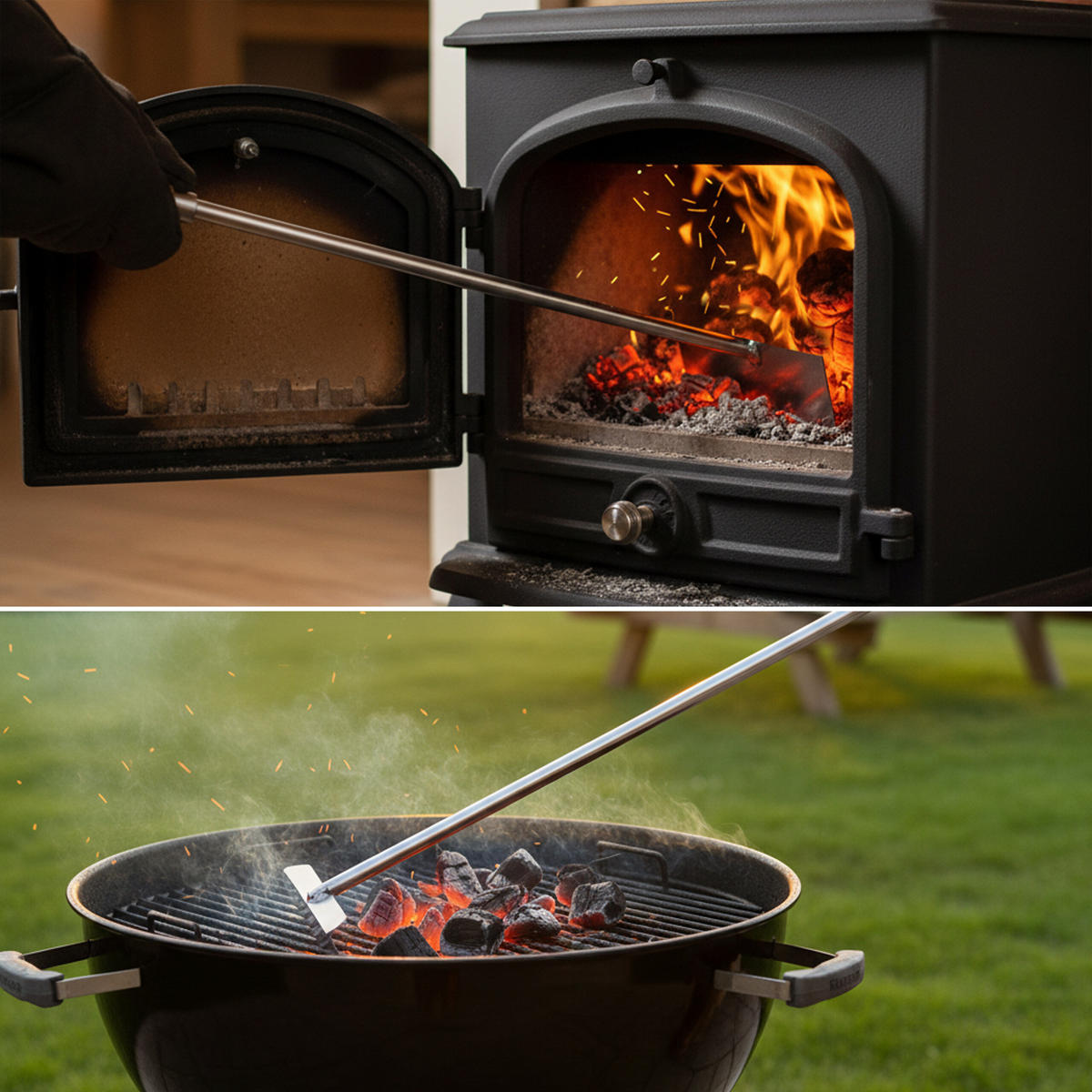 ASCHEKRATZER - Silberfarben, Holz/Metall (11/4.5/58.5cm) - Relaxdays