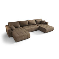SEDACÍ souprava LARA tvar U hnědá samet Monolith 9 - funkce spaní, úložný prostor - hnědá, textil (385/85/175cm) - Cornero