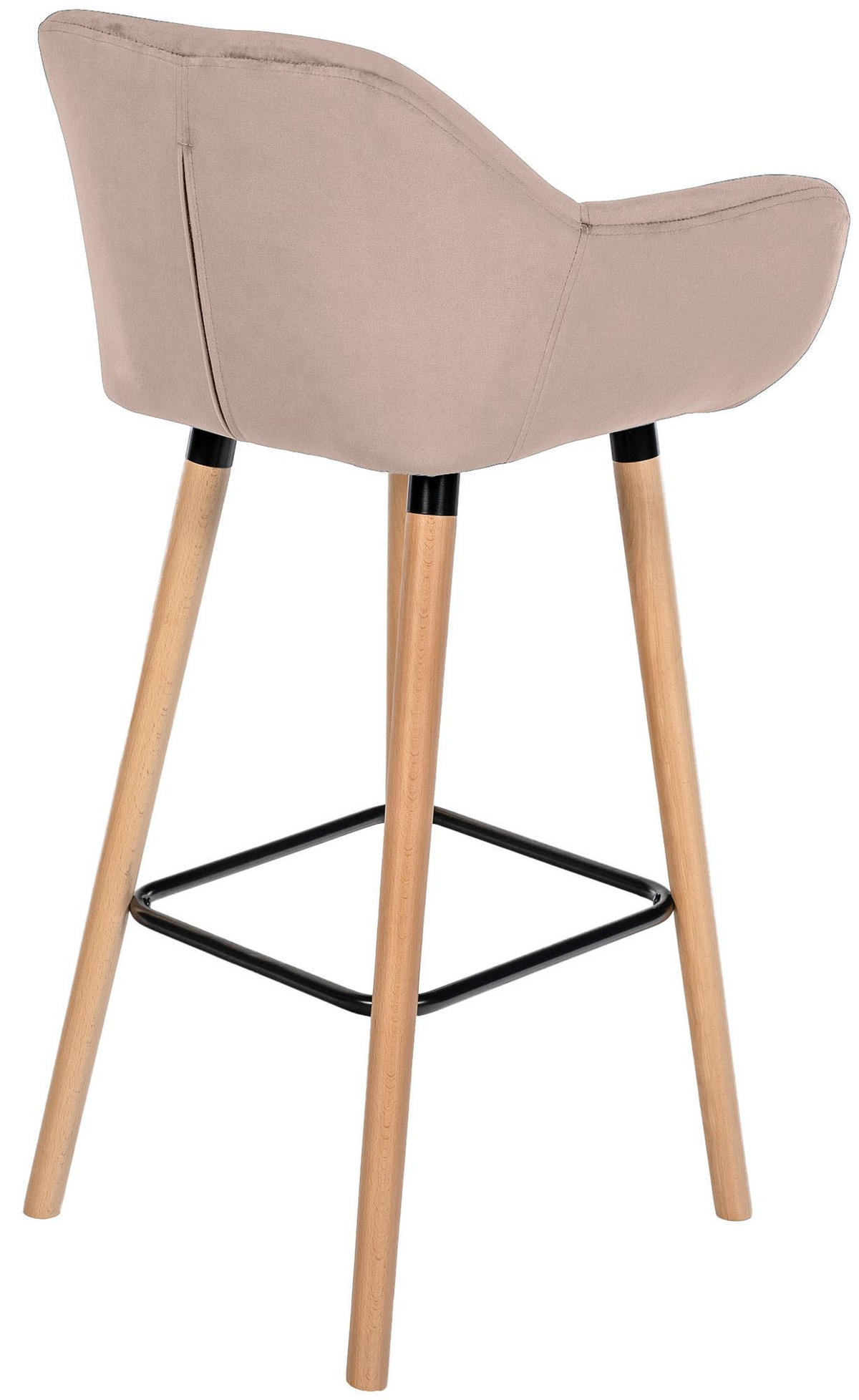 BARHOCKER Samt hellgrau - Eukalyptusholzfarben/Hellgrau, Holz/Textil (51/101/50cm) - CLP