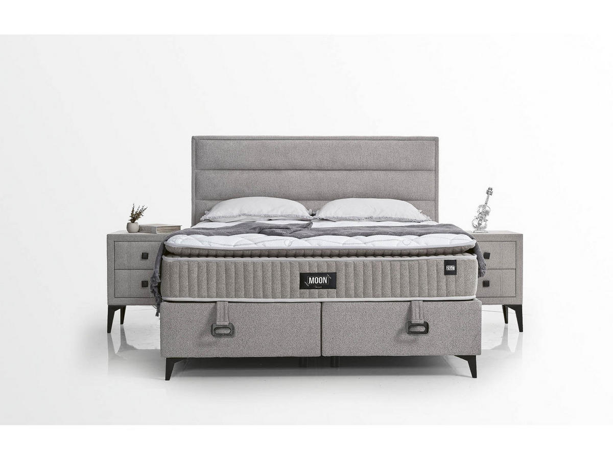 POLSTERBETTSET Moon 140x200 Grau - Grau, Textil/Metall (140/200cm) - Villa Möbel