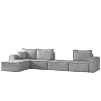 BOHOO modulare Ecke XL Grau Links - Grau, Holz (192/382cm) - Kaiser Möbel