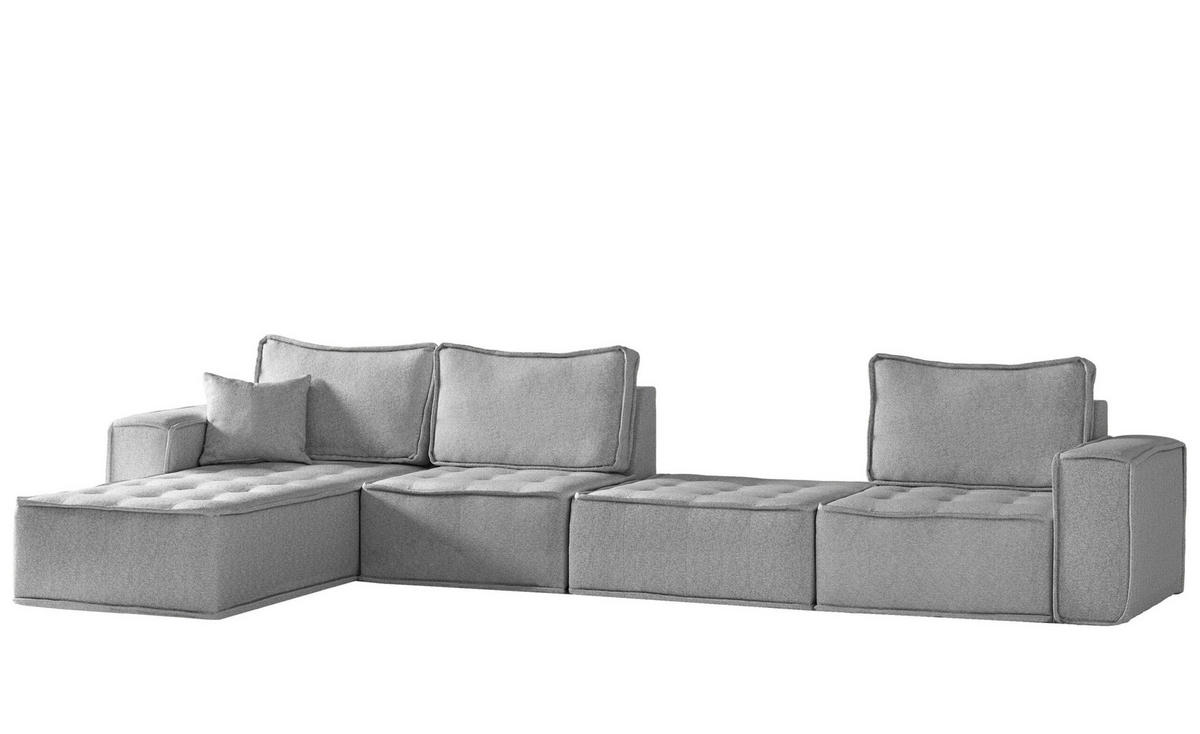 BOHOO modulare Ecke XL Grau Links - Grau, Holz (192/382cm) - Kaiser Möbel