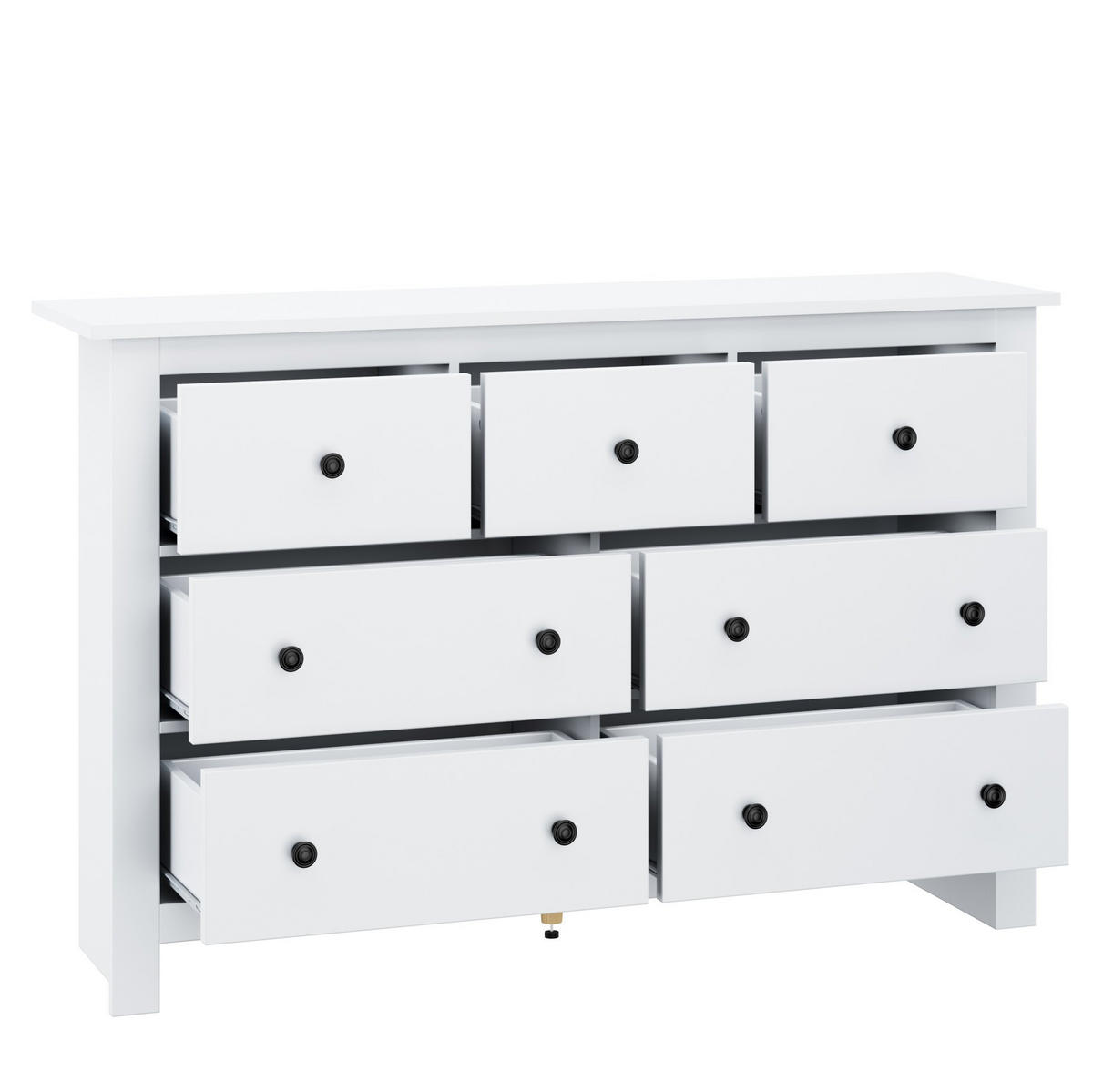 ANRICHTE Sideboard 152/40/88,5 cm aus Spanplatte mit 7 Schubladen im Landhausstil Weiß - Weiß, Holzwerkstoff (150/89/40cm) - Modenvie