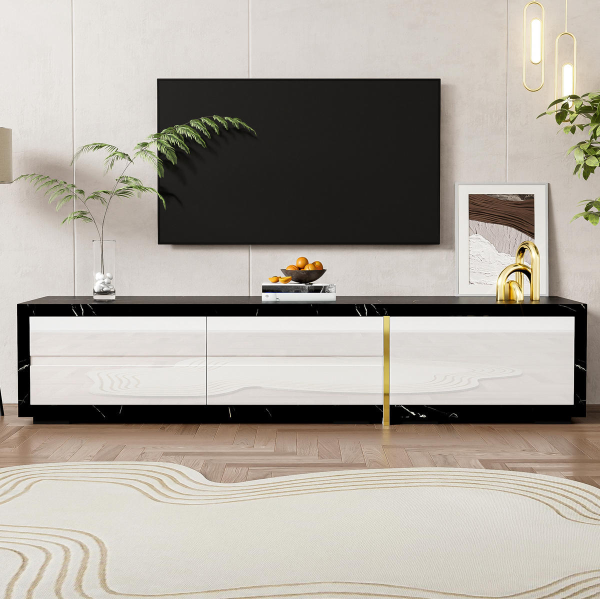 TV-SCHRANK mit variabler Länge 140-260 cm Weiß/Schwarz - Weiß, Holzwerkstoff (40/30/260cm) - Beauniv