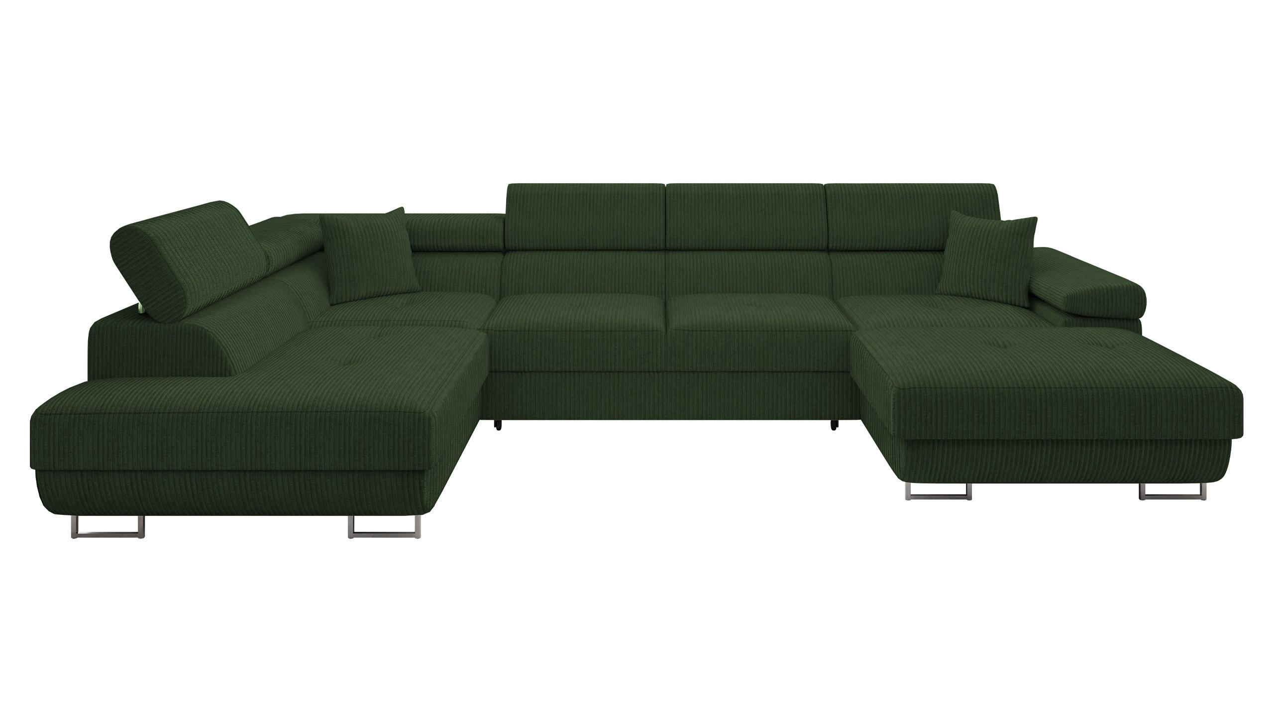 WOHNLANDSCHAFT Torezio Bis Cord, Seite: Links - Grün, Holz/Textil (346/90/203cm) - MIRJAN24
