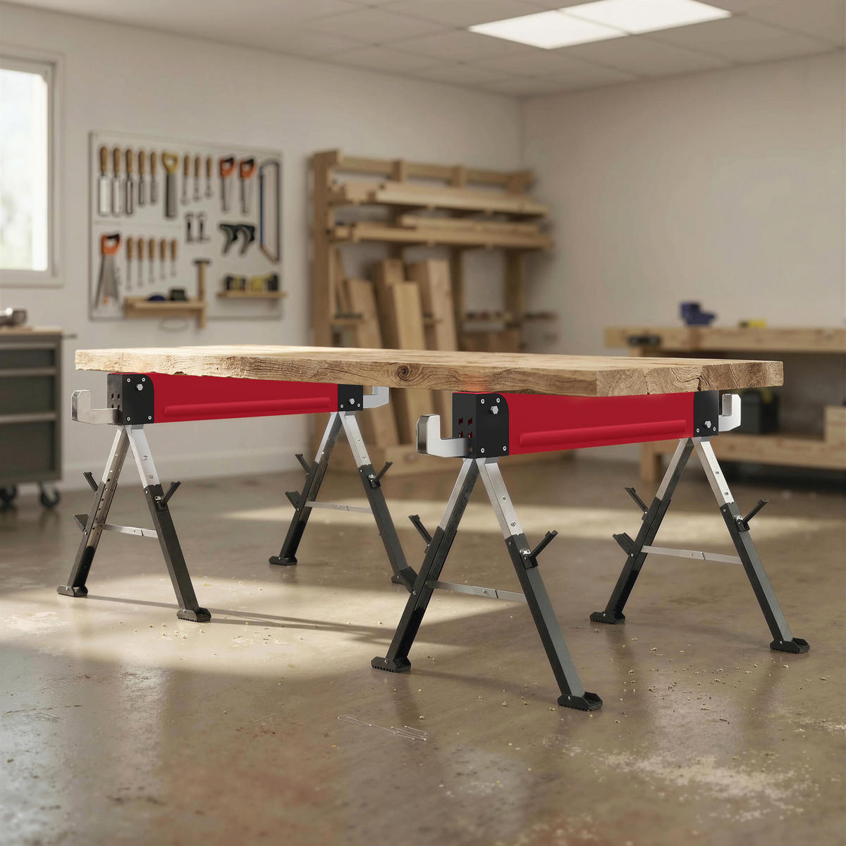 SÄGEBOCK 2er Set Metall EVA Rot - Rot, Metall (116/64/81cm) - HOMCOM