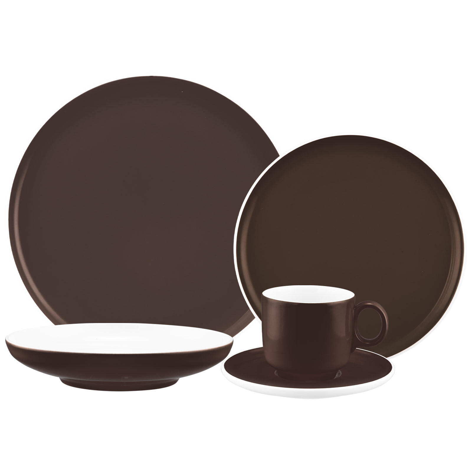 KOMBISERVICE Sento Home Pure Colors Chocolate Brown 30-tlg. - Dunkelbraun, Keramik (2/2/2cm) - Seltmann Weiden