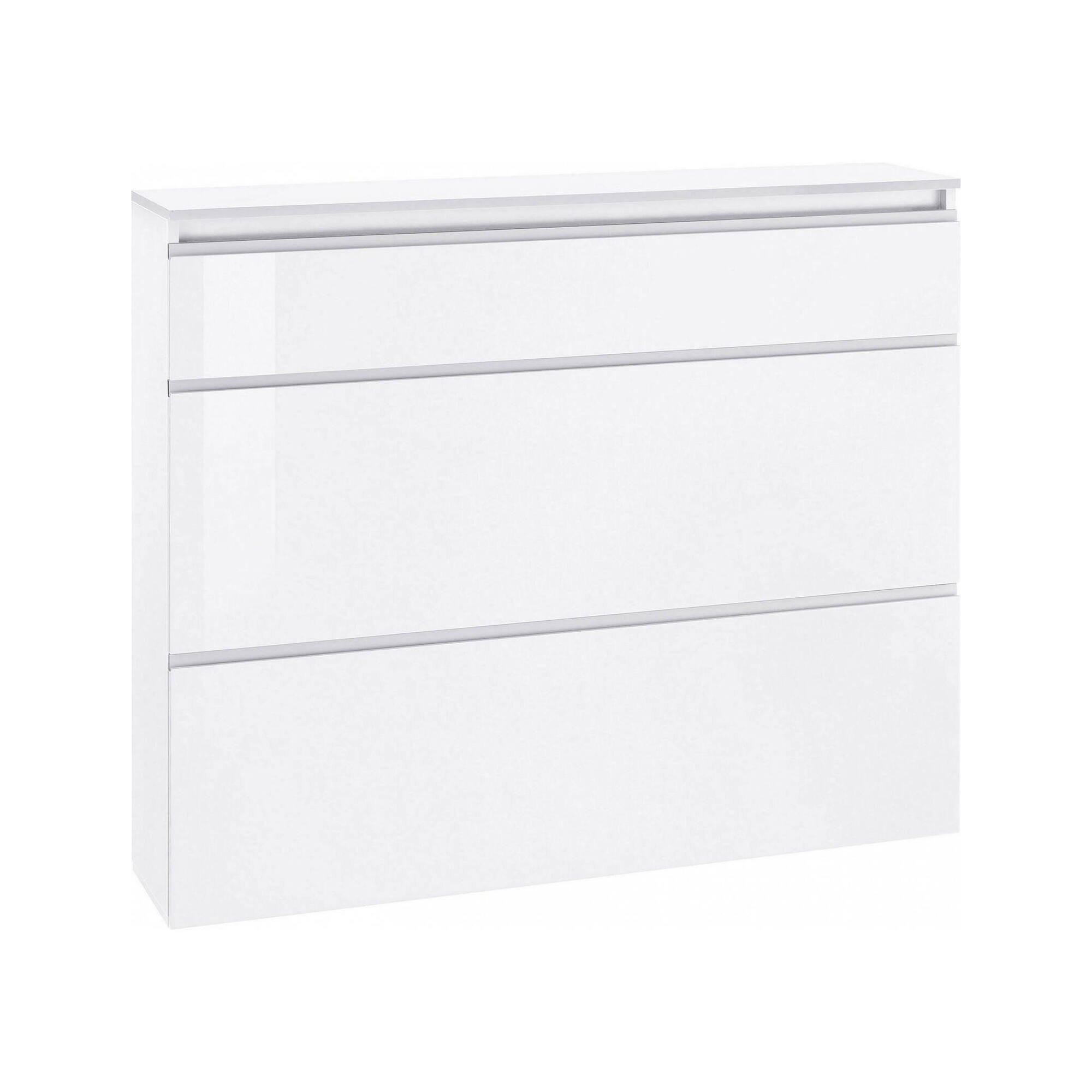 SCHUHSCHRANK Glänzendes Weiß 27/120/108 cm - Weiß, Holzwerkstoff (120/108/27cm) - DMORA