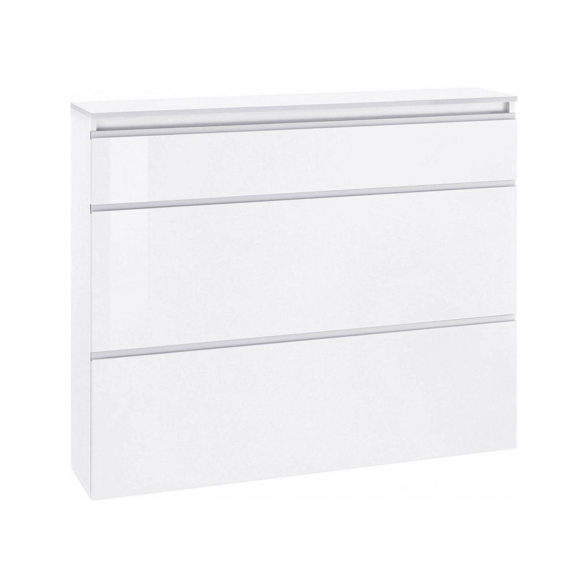 SCHUHSCHRANK Glänzendes Weiß 27/120/108 cm - Weiß, Holzwerkstoff (120/108/27cm) - DMORA
