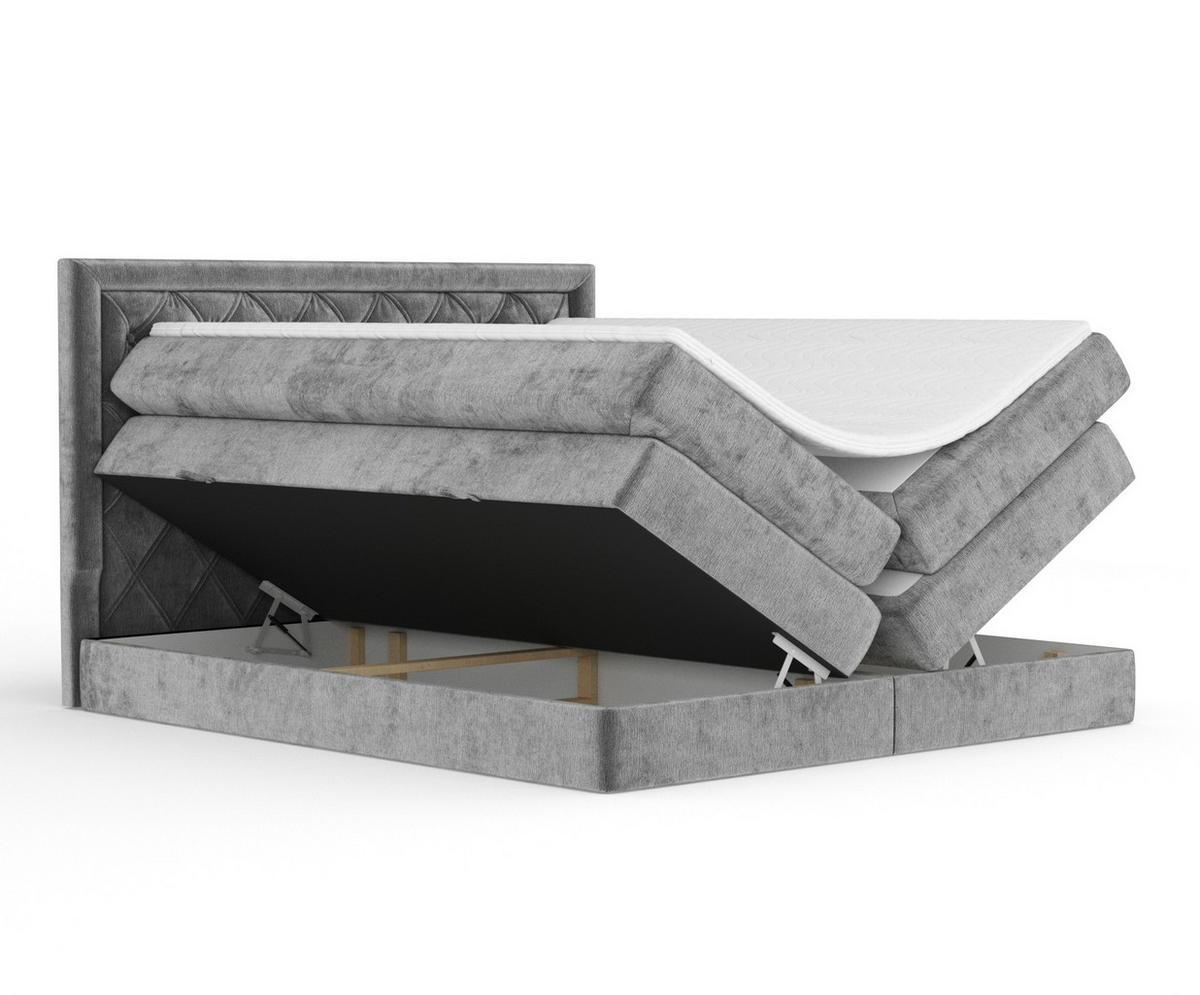BOXSPRINGBETT Aurelia Grau 180/200 cm - Schwarz/Grau, Holz/Holzwerkstoff (180/200cm) - Maison de Reve