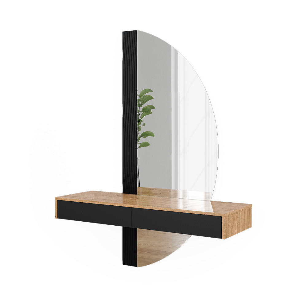 SCHMINKTISCH Melisa Schwarz 120 cm mit 2 Schubladen - Eichefarben/Schwarz, Holzwerkstoff (120/161.1/40cm) - Vicco