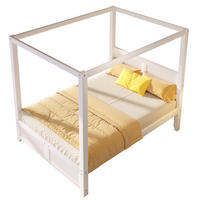 HIMMELBETT 140x200 cm mit dekorativem Dachrahmen, Weiß - Weiß, Holz (140/200cm) - KOMHTOM