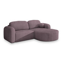 ECKSOFA AMILIA P R-S Lila Kordstoff mit Schlaffunktion - Lila, Holz (263/174cm) - MASSENO