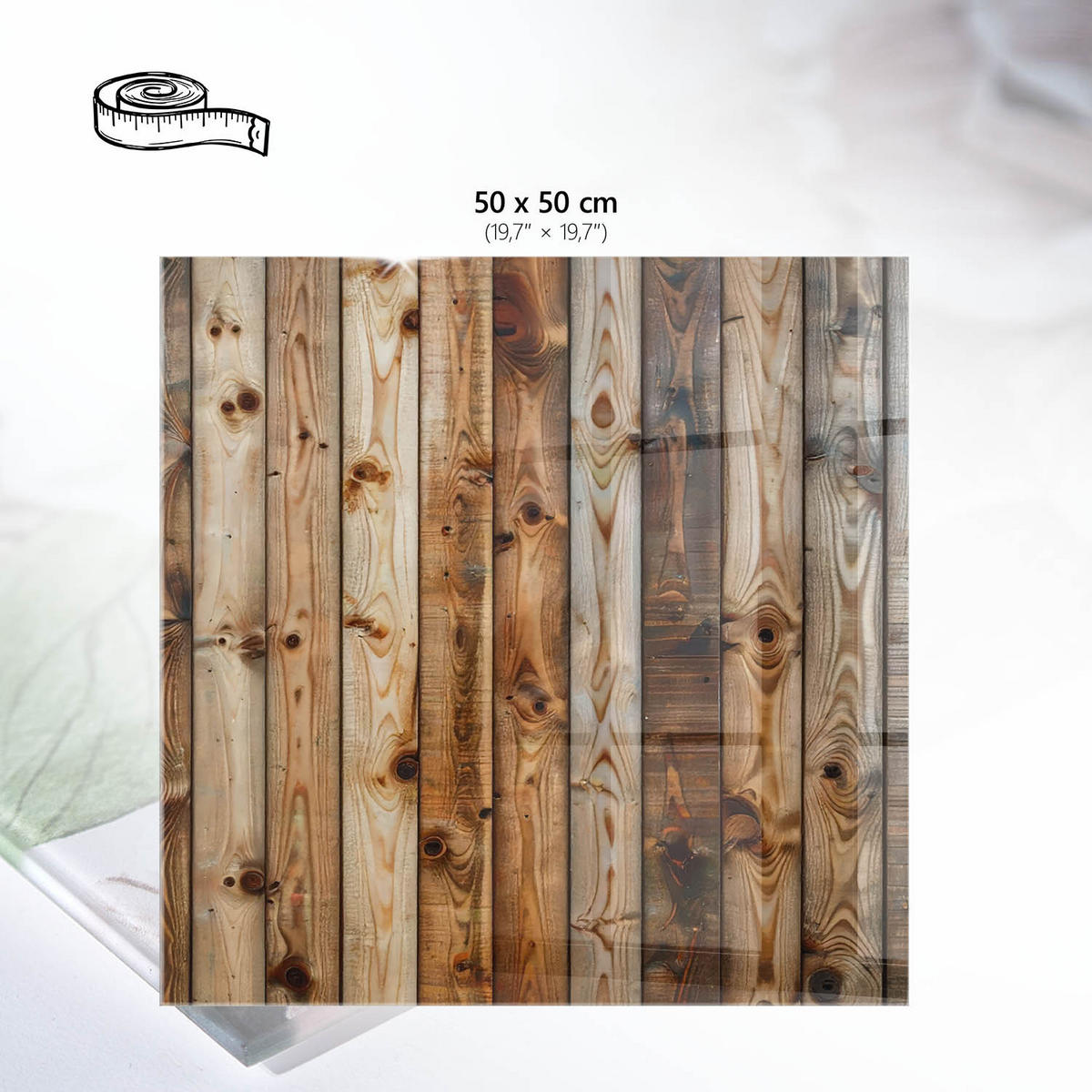 TISCHPLATTE 50x50 cm – Holzbretter - Beige, Glas (50/50/0.4cm) - Wallfluent