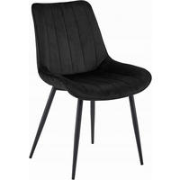 ESSZIMMERSTUHL Schwarzer Velours, geriffelte Rückenlehne, bequeme Sitzfläche - Schwarz, Textil (56/89/43cm) - Best For Home