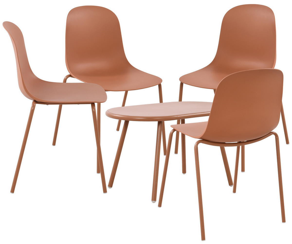 GARTENSITZGRUPPE Kunststoff Terracotta (5-teilig) - Terracotta, Kunststoff - CLP