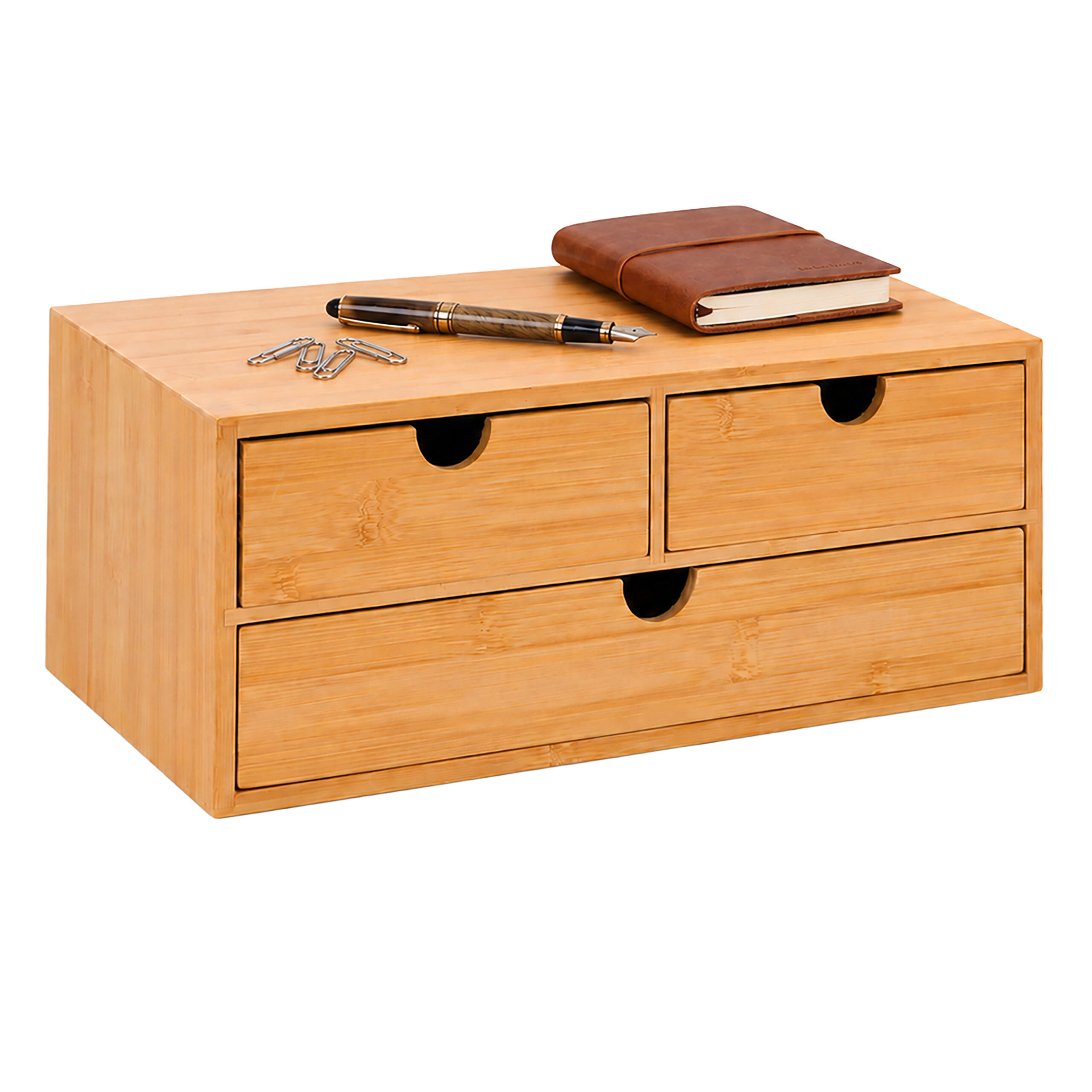 SCHUBLADENBOX Natur Bambus 14x33x21 cm - Hellbraun, Holz (21/33/13.5cm) - Relaxdays