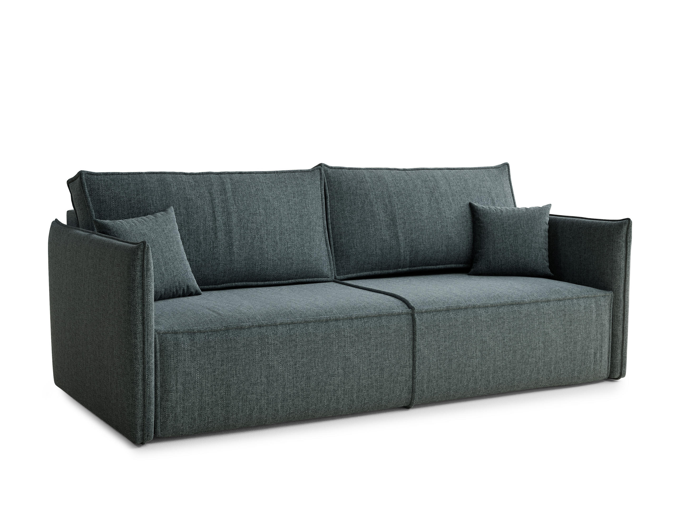 SOFA MIT SCHLAFFUNKTION Obra Blau Webstoff - Blau/Schwarz, Holz/Holzwerkstoff (220/70/107cm) - Maison de Reve