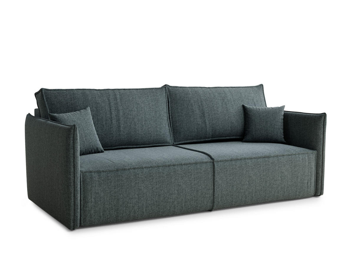 SOFA MIT SCHLAFFUNKTION Obra Blau Webstoff - Blau/Schwarz, Holz/Holzwerkstoff (220/70/107cm) - Maison de Reve