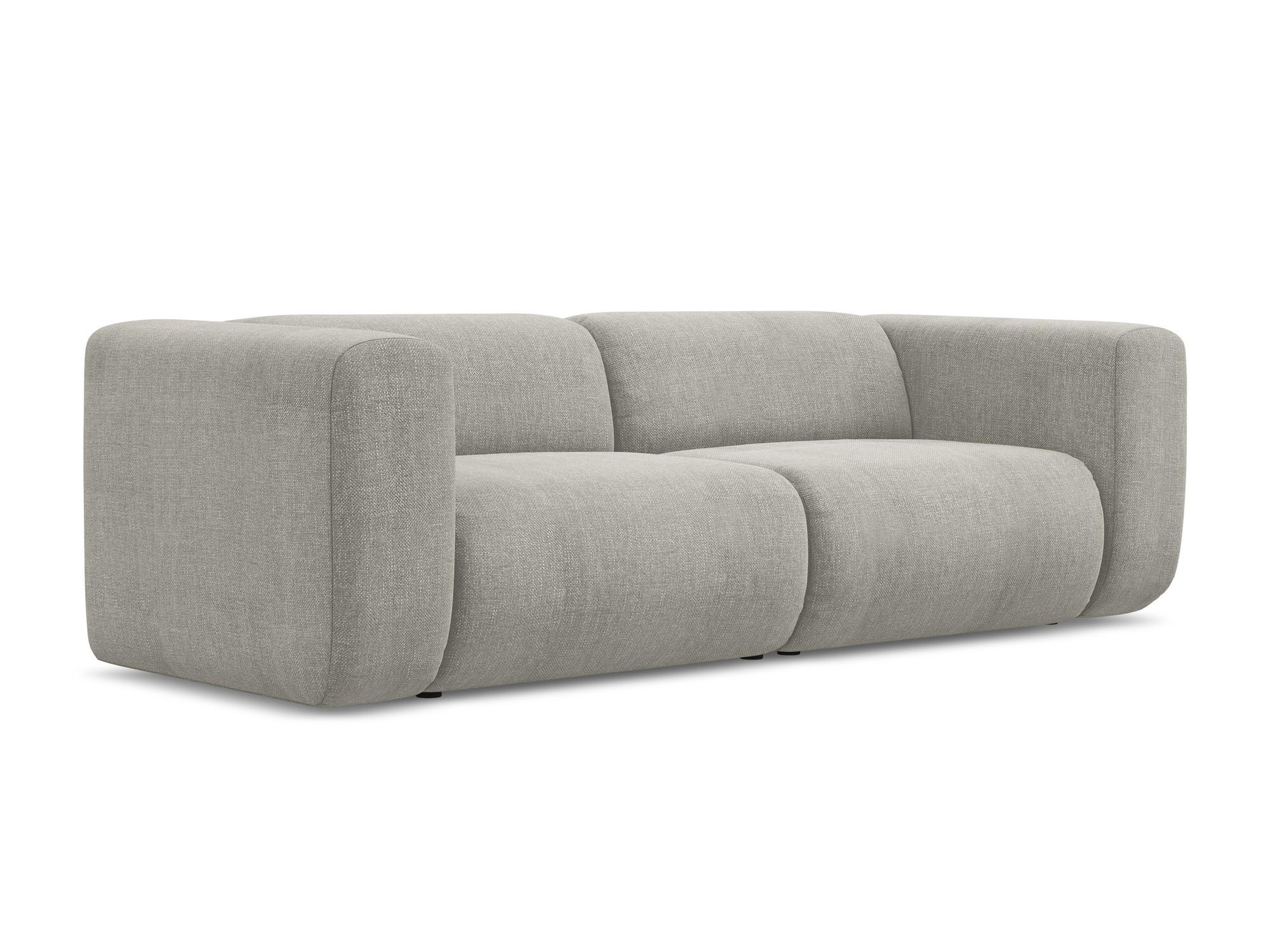 3-SITZER SOFA Chenille Stoff Beige - Beige/Schwarz, Kunststoff/Textil (228/70/89cm) - Makamii