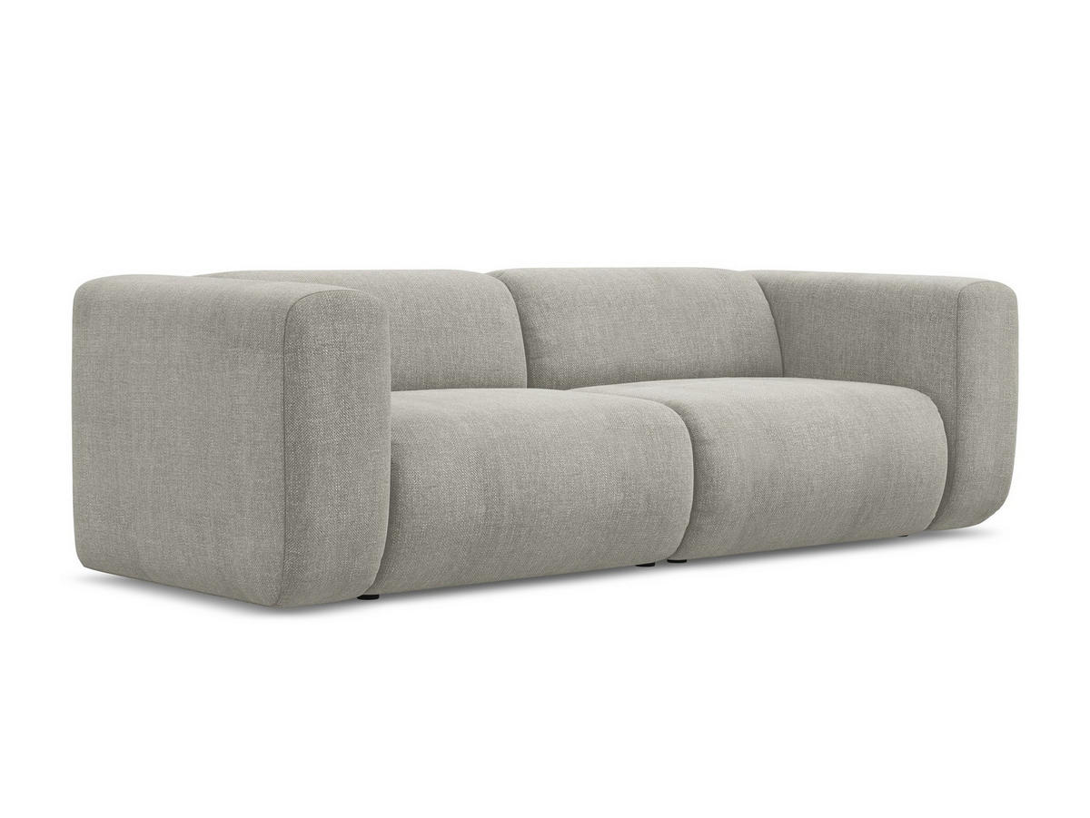 3-SITZER SOFA Chenille Stoff Beige - Beige/Schwarz, Kunststoff/Textil (228/70/89cm) - Makamii