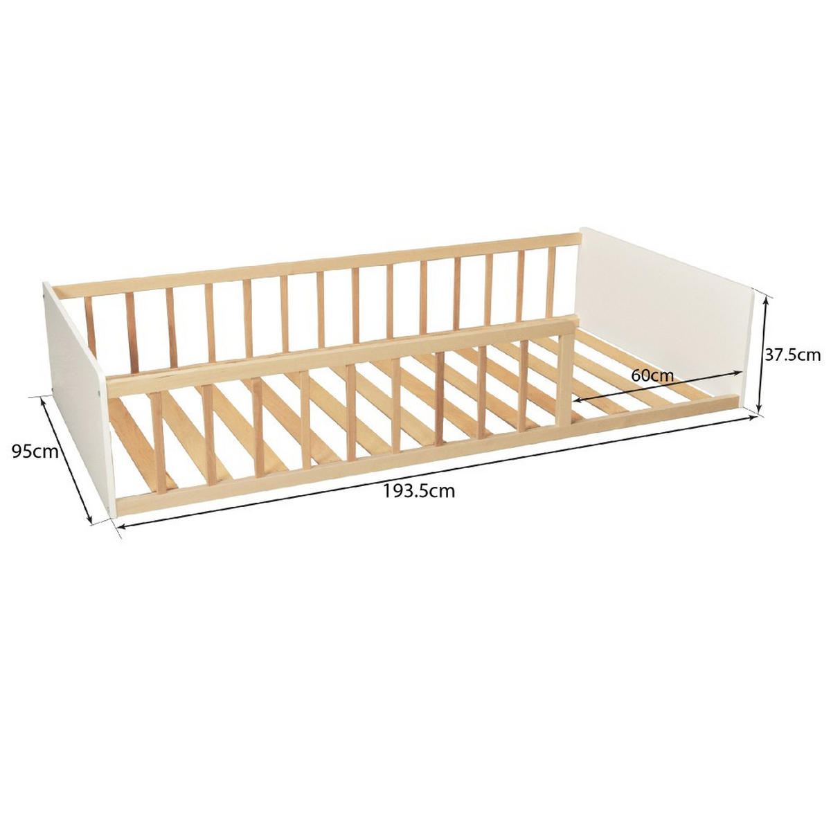 KINDERBETT PILOU mit Lattenrost / Kinderbett 90x190 - Weiß und helles Holz - Weiß, Holz (90/190cm) - Weber Industries