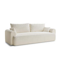 SOFA MIT SCHLAFFUNKTION Toluca Creme Chenille-Stoff - Creme/Schwarz, Holz/Holzwerkstoff (247/69/90cm) - Maison de Reve
