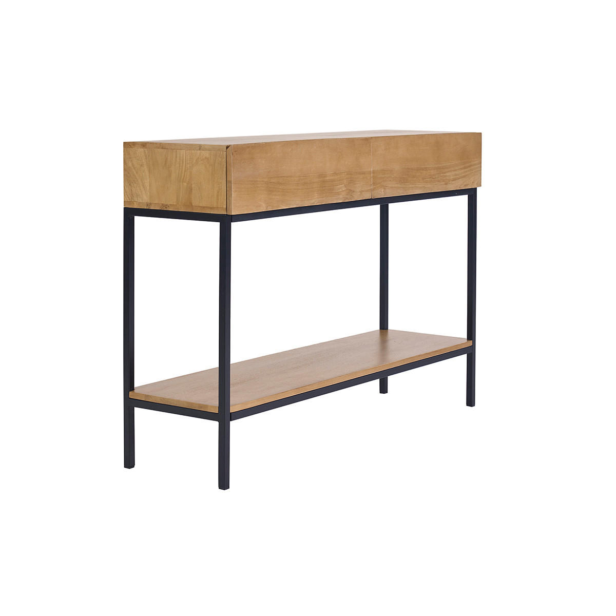 KONSOLE Industrie-Stil Mangoholz Metall L110 cm YPSTER - Dunkelbraun, Holz (110/35/80cm) - Miliboo