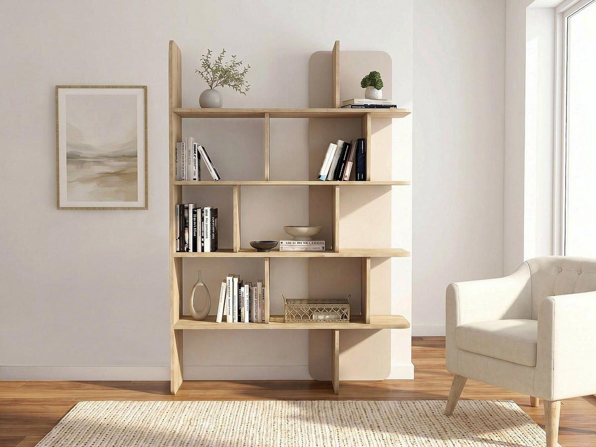 REGAL - 121.8 cm x 41.6 cm - holz - beige, naturfarben hell Minalva - Beige/Naturfarben, Holz (121.8/180/41.6cm) - Vente-Unique