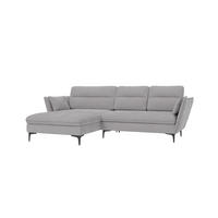ECKSOFA Mira Hellgrau Samt-Stoff - Hellgrau/Schwarz, Textil/Metall (260/168cm) - S-Style Möbel