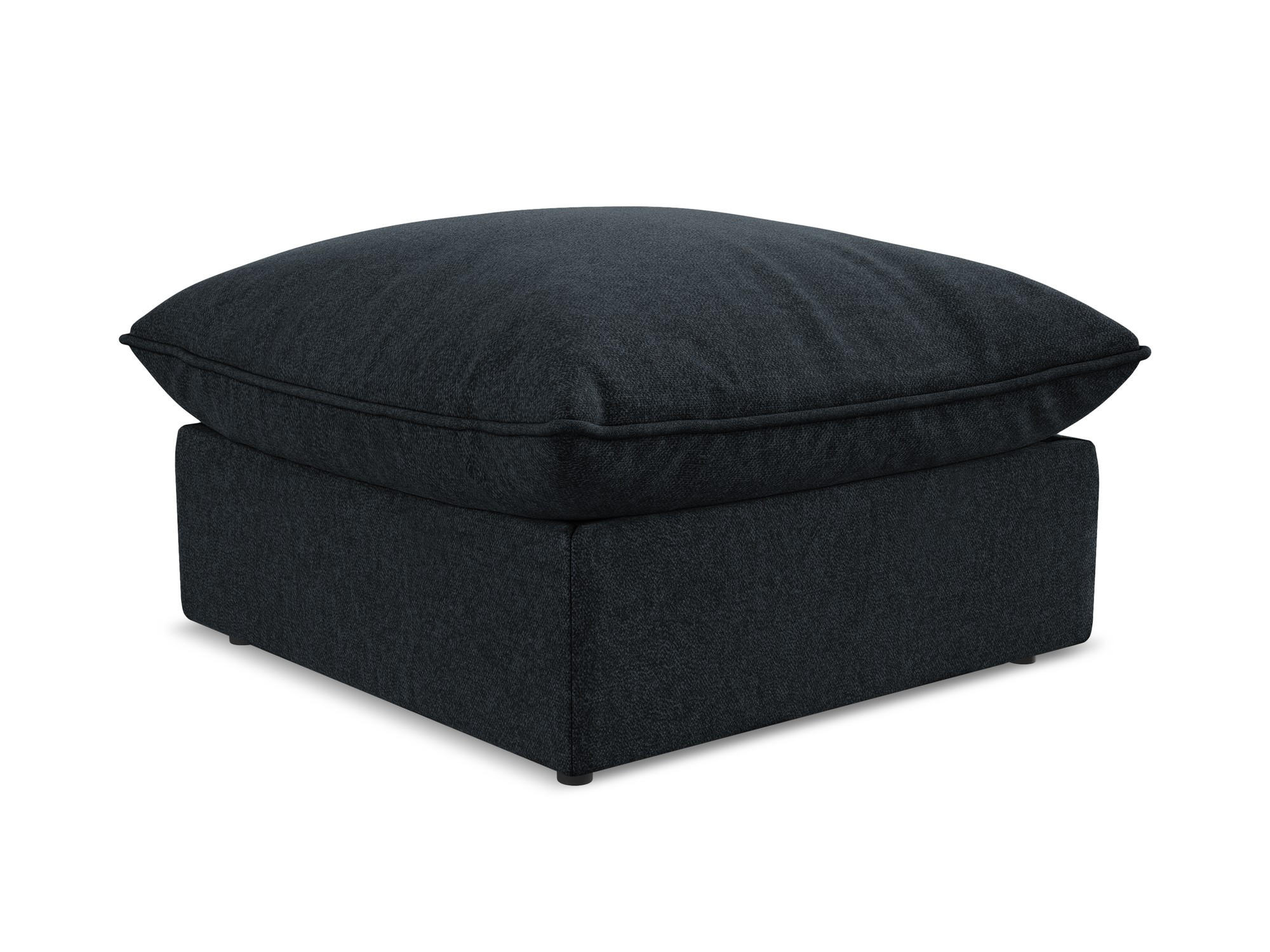 POUF Samt Stoff Blau - Blau/Schwarz, Holzwerkstoff/Kunststoff (75/45/75cm) - Makamii