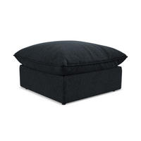 POUF Samt Stoff Blau - Blau/Schwarz, Holzwerkstoff/Kunststoff (75/45/75cm) - Makamii