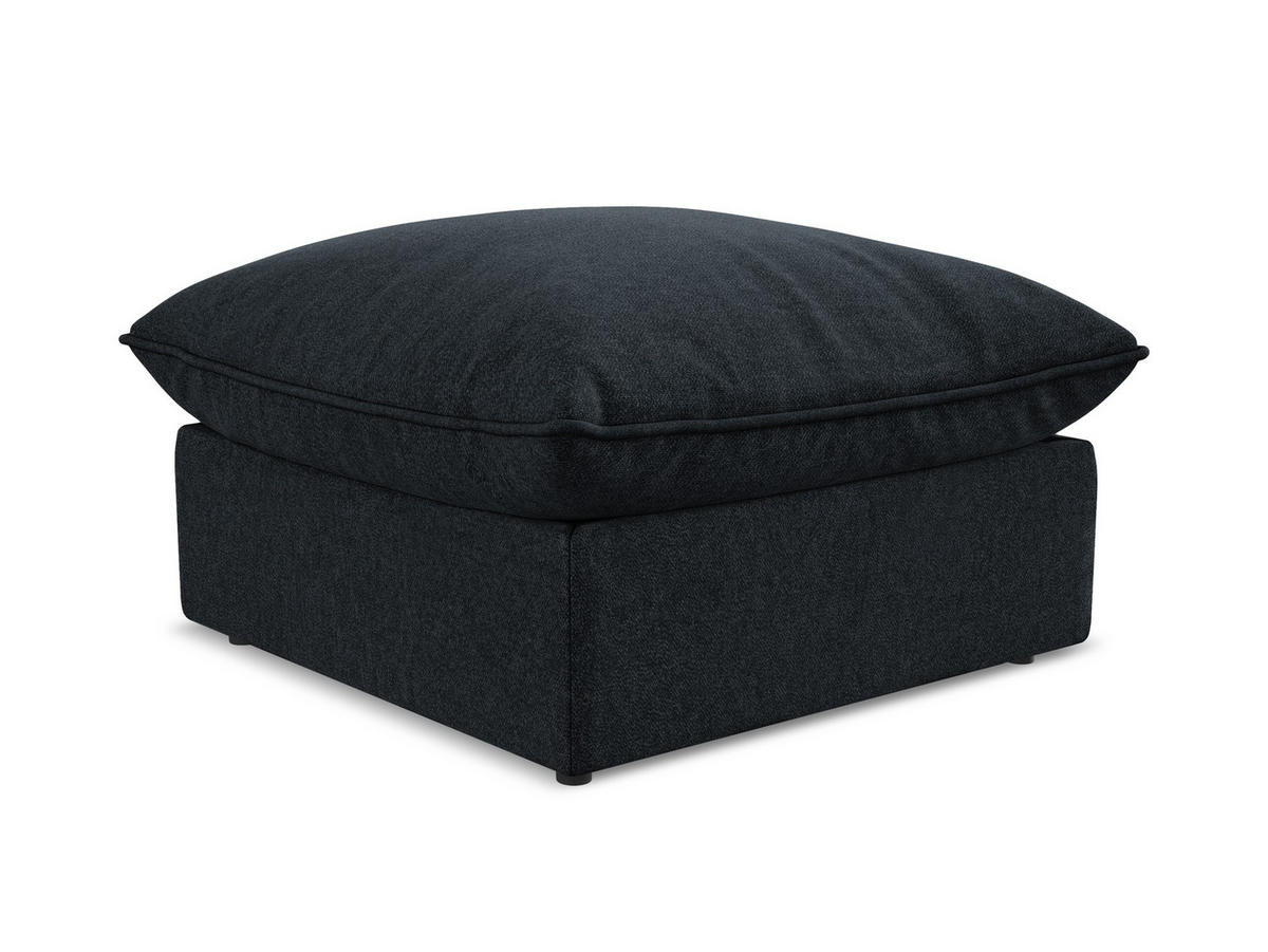 POUF Samt Stoff Blau - Blau/Schwarz, Holzwerkstoff/Kunststoff (75/45/75cm) - Makamii