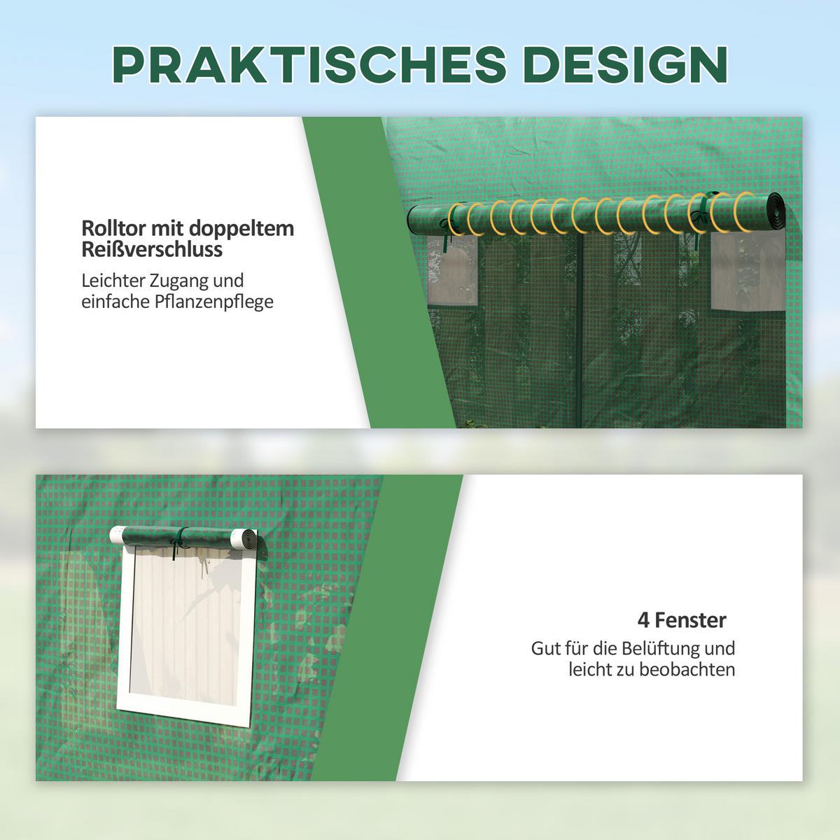 GEWÄCHSHAUS 300x100x200 cm grün - Grün, Kunststoff (300/200/100cm) - Fortuna Lai