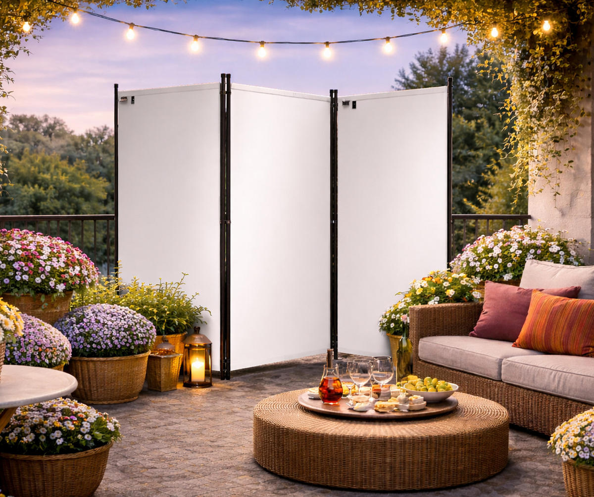 PARAVENT 3-tlg. 170x165 cm Weiß - Weiß, Metall (165/170cm) - QUICK STAR