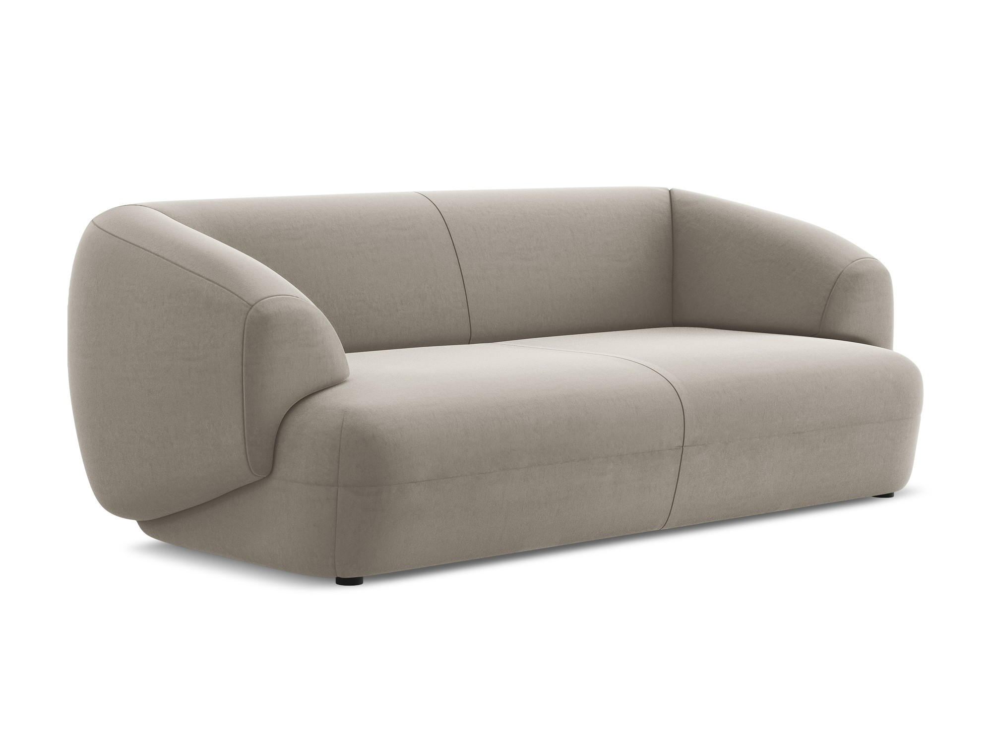 3-SITZER SOFA Samt Stoff Grau - Taupe/Schwarz, Kunststoff/Textil (212/81/98cm) - Makamii