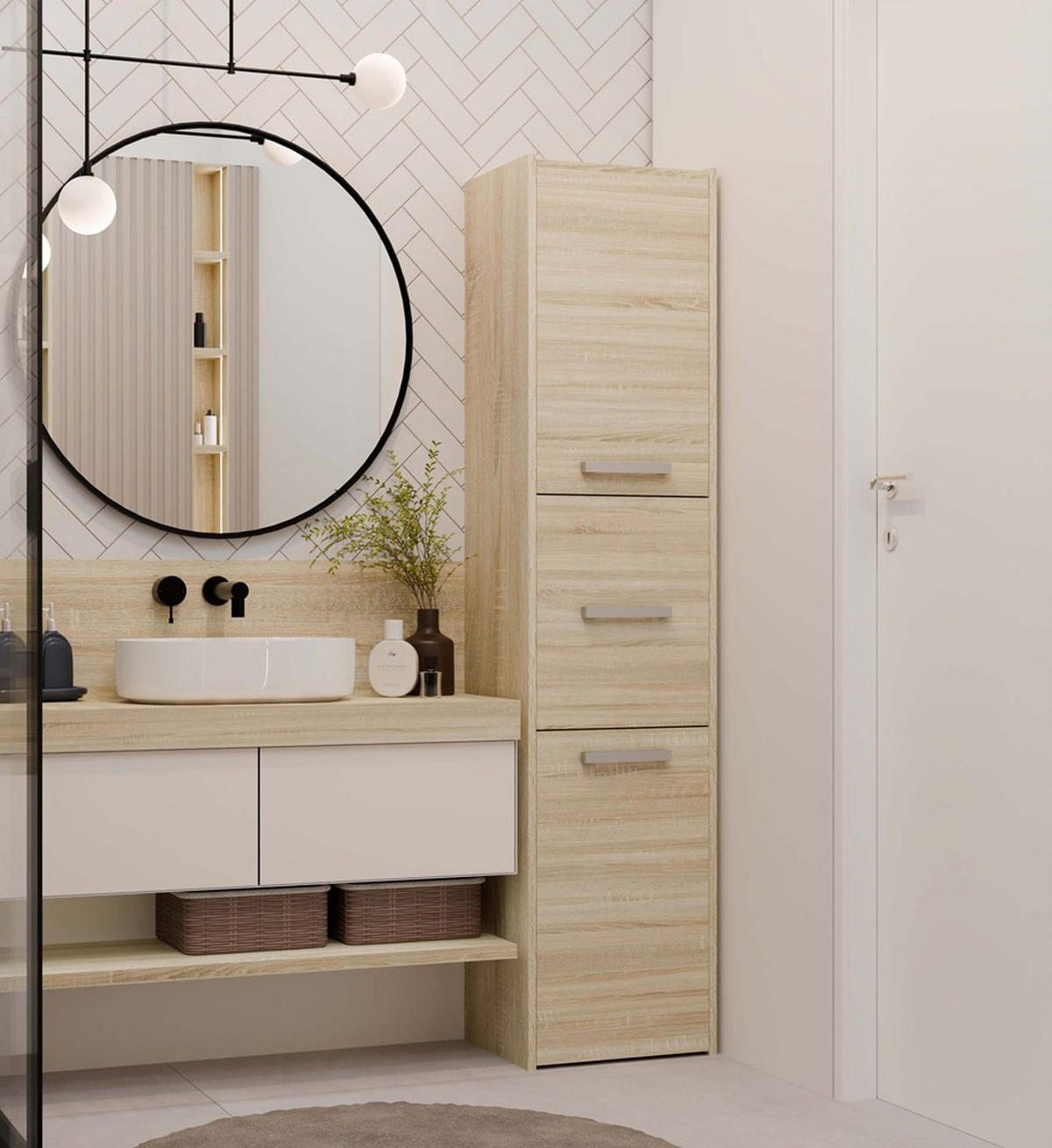 KOUZELNÍ SKŘÍŇKA Sonoma 40/170/30 - Sonoma dub, kompozitní dřevo (40/170/30cm) - RAUMHIRSCH FURNITURE