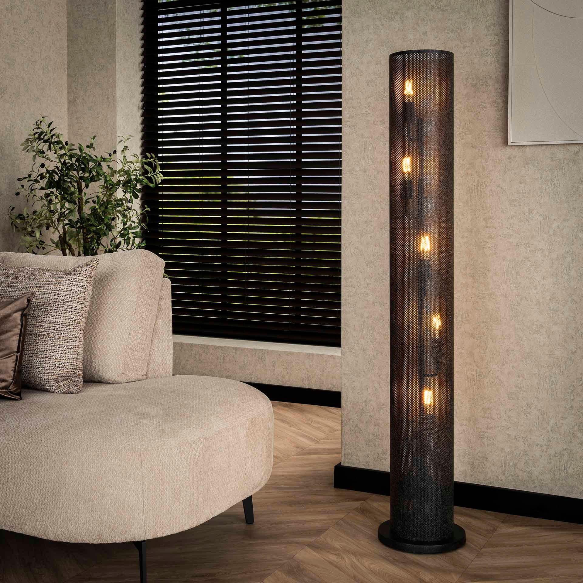STEHLEUCHTE Tube Schwarz 28/28/ 149 cm - Schwarz, Metall (28/28/149cm) - Hoyz Collection