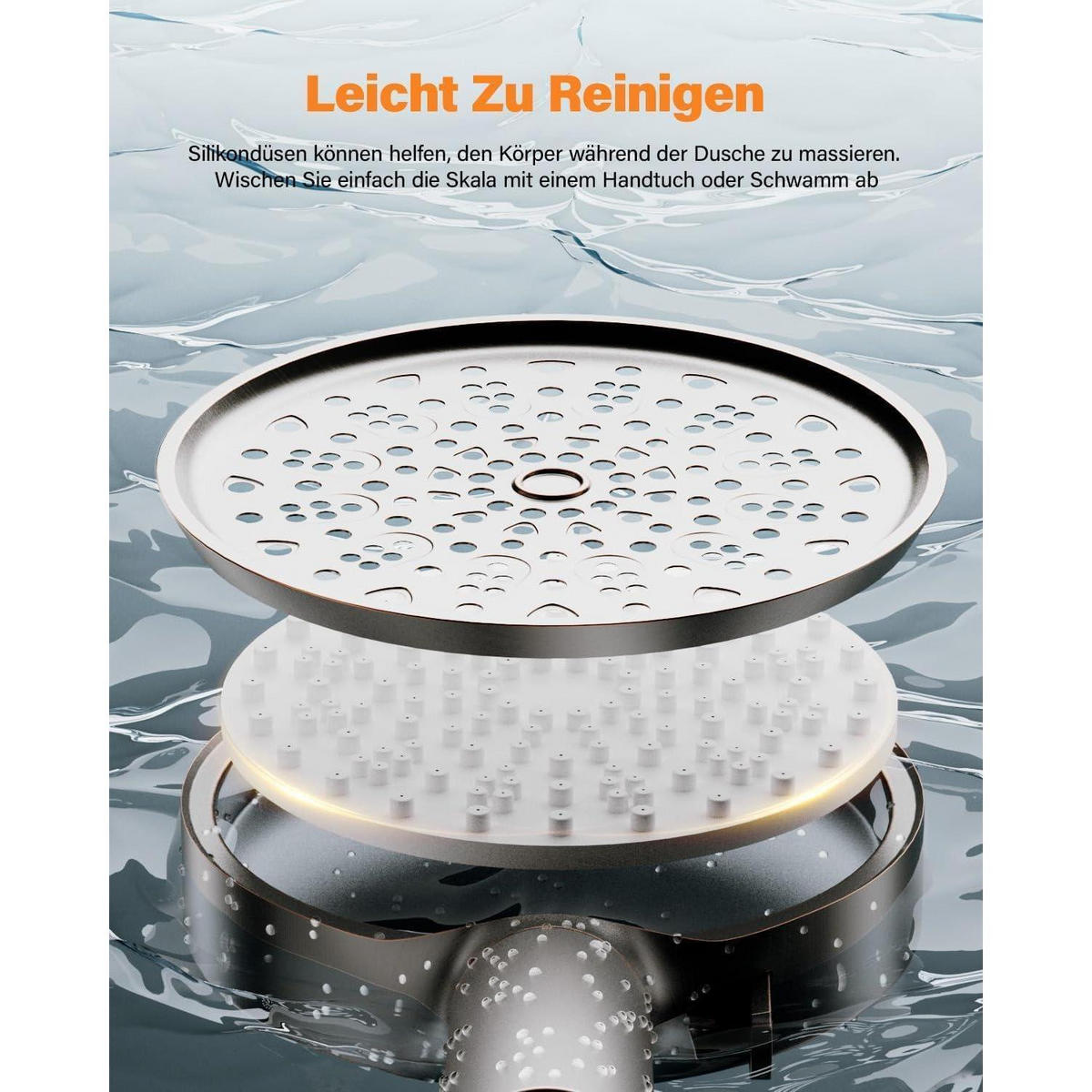 HANDBRAUSE mit Filter 6 Strahlarten Wassersparend Gold Bronze - Bronzefarben, Metall (16.5/12.7/28cm)