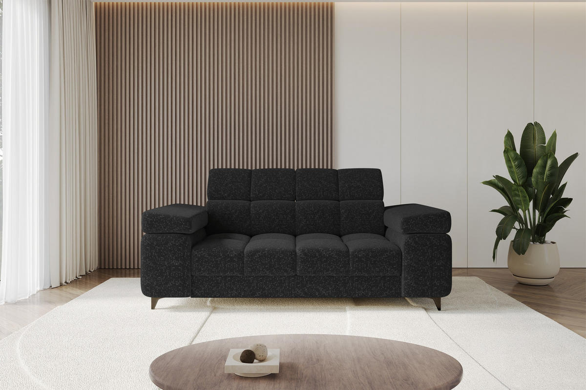 SOFA 2-Sitzer LORD-S1 194x97x90 cm Schwarz Chenille - Schwarz, Holzwerkstoff/Textil (194/90/97cm) - ALTDECOR