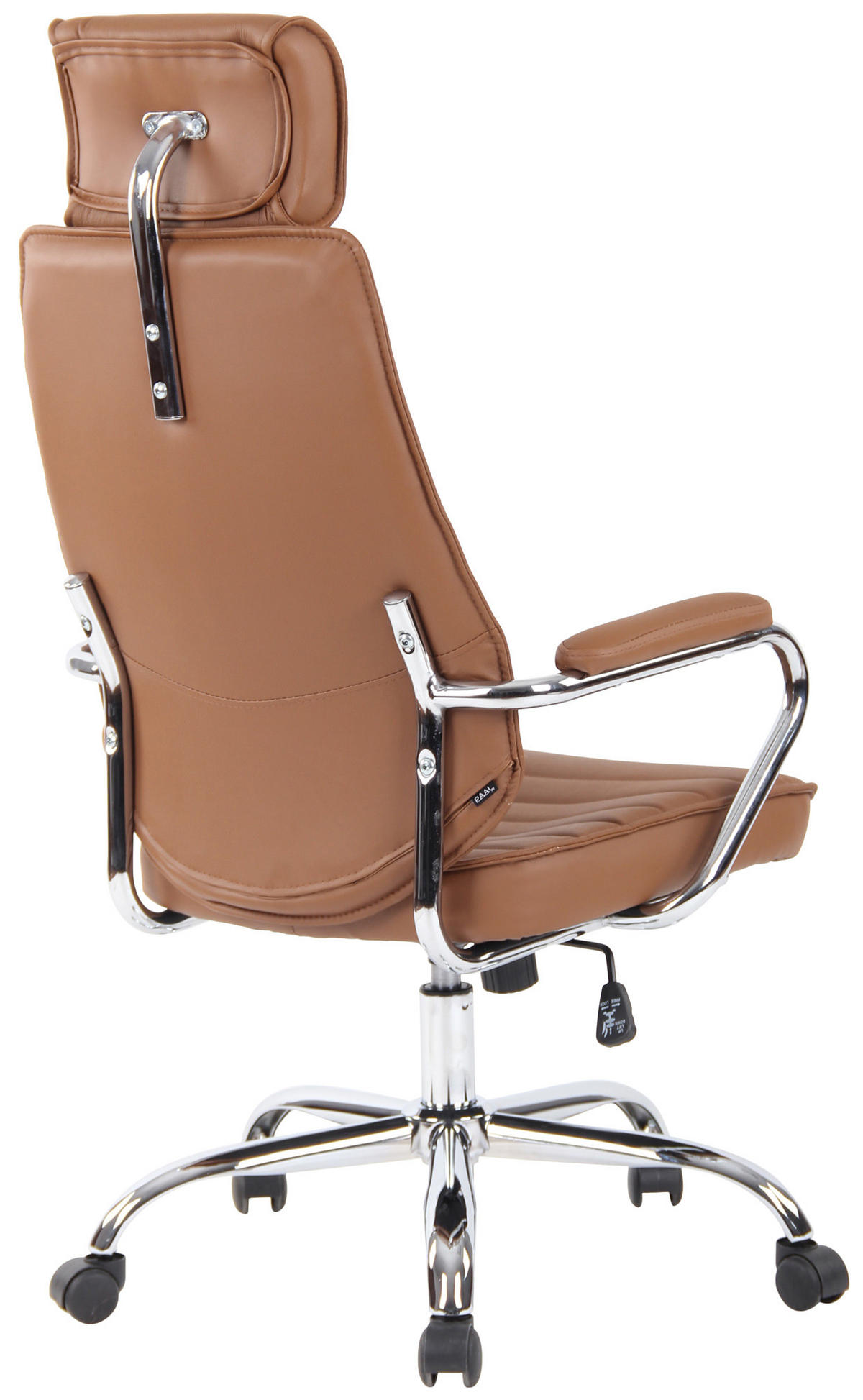 CHEFSESSEL Echtleder Hellbraun - Chromfarben/Hellbraun, Leder/Metall (59/117/57cm) - CLP
