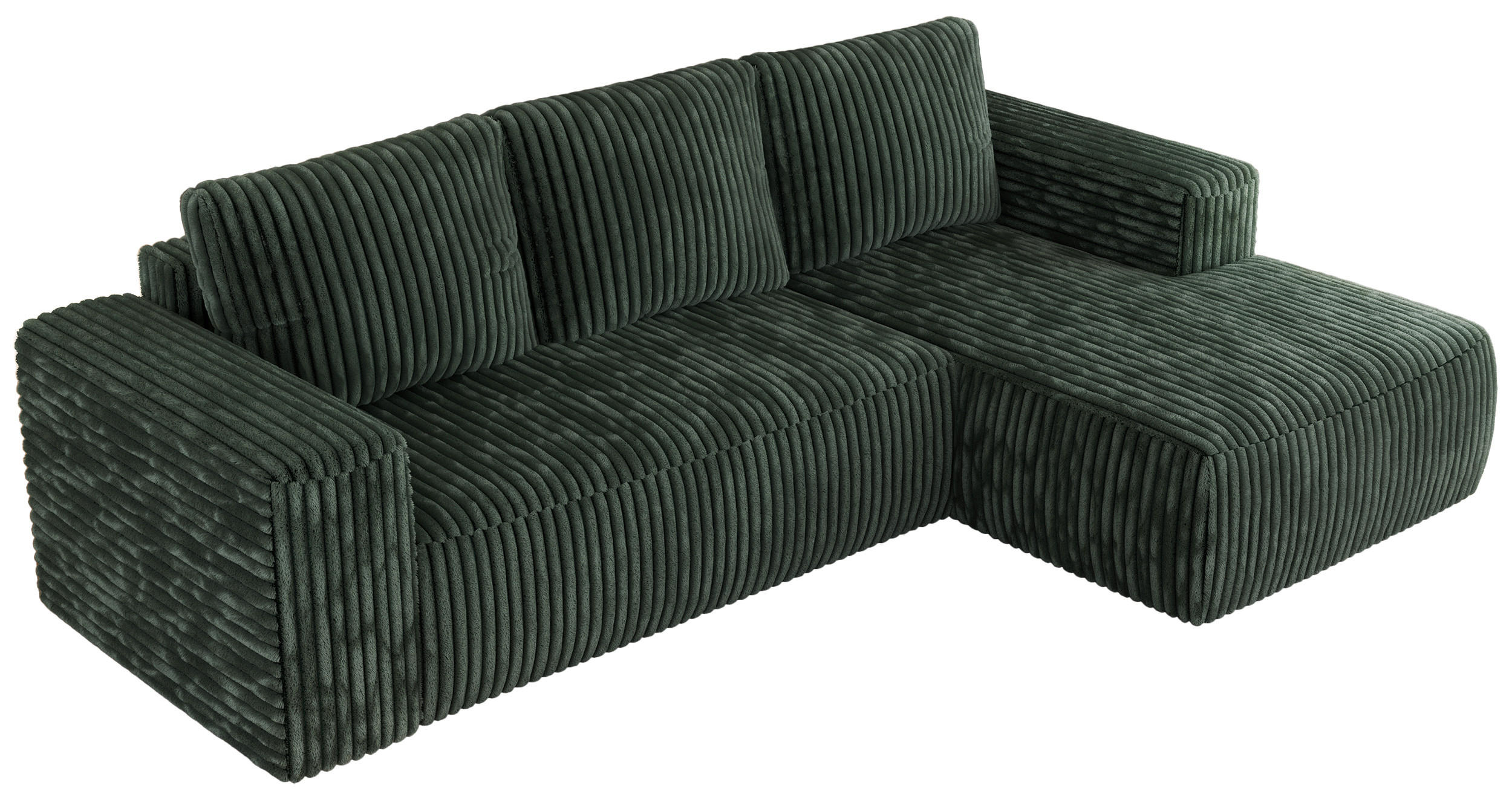 ECKSOFA TRENTINO L Grün Cord - Rechts - Schwarz/Grün, Textil (164/266cm) - MKS