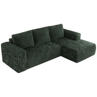 ECKSOFA TRENTINO L Grün Cord - Rechts - Schwarz/Grün, Textil (164/266cm) - MKS