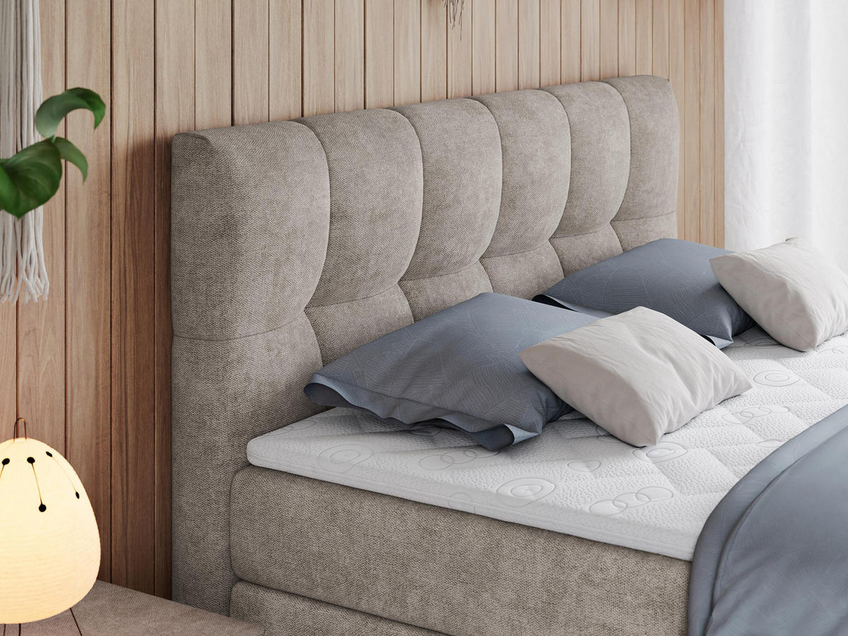BOXSPRINGBETT ALVIN KING 180/200 Beige Struktur - H3 - Beige, Holz/Textil (180/200cm) - MKS